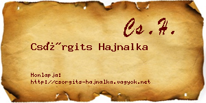 Csörgits Hajnalka névjegykártya